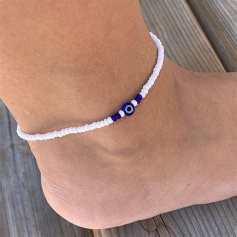 Evil Eye Anklet - Etsy Canada | Evil eye bracelet diy, Anklets diy ...