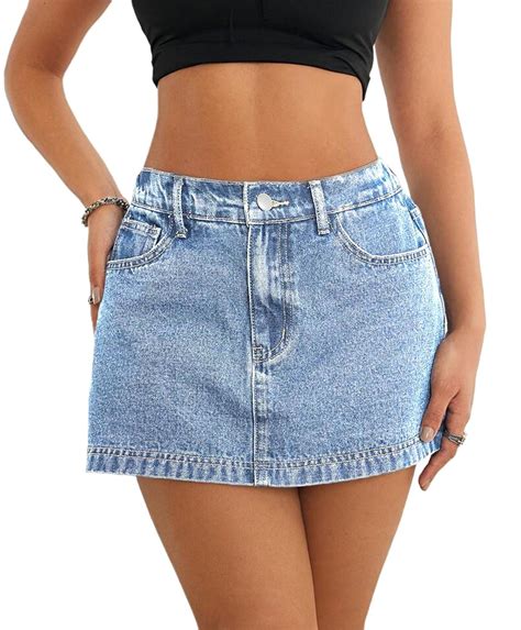 CaniBtr Jean Skorts for Woman High Waisted Stretchy Y2k Mini Skirt ...