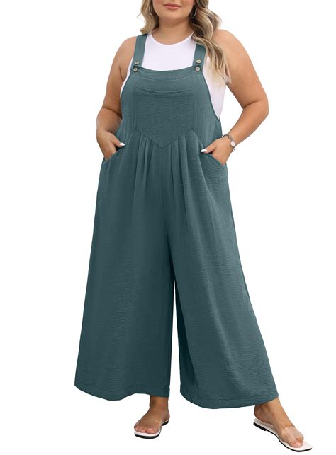 OLRIK Plus Size Jumpsuit for Women Wide Leg Casual Summer Rompers ...