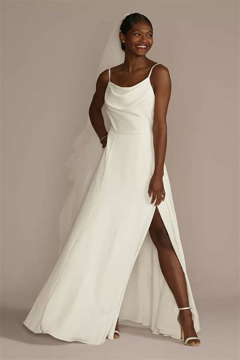 As Is Cowl Neck Crepe Scoop Back Wedding Dress | David's Bridal