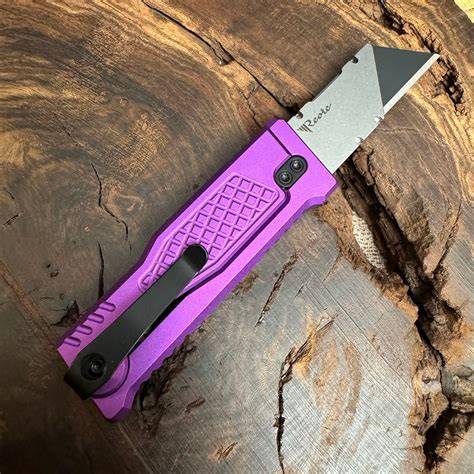 Reate EXO-U Utility Gravity Knife Purple Aluminum Diamond Patterned ...