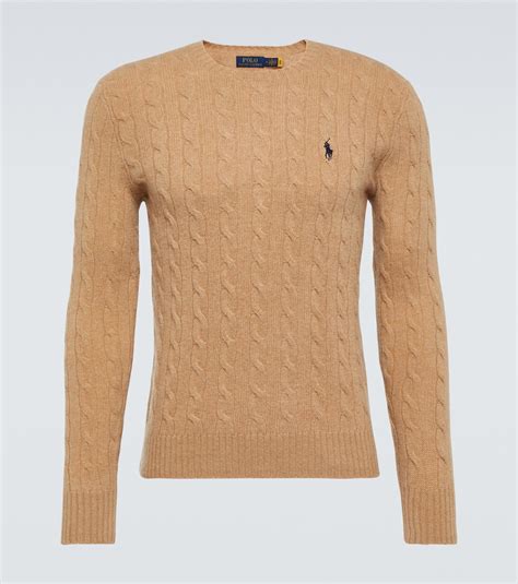 Cable-knit wool cashmere sweater in brown - Polo Ralph Lauren | Mytheresa