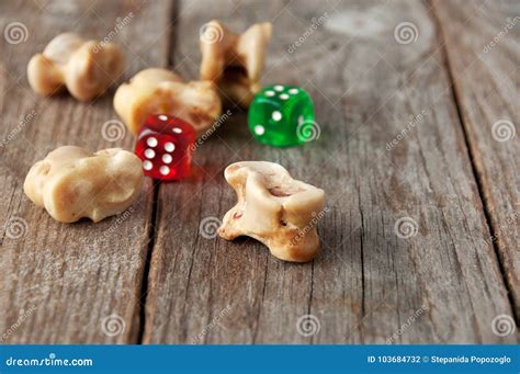 Real Dice. Knuckle Bones And Gaming Pieces. Ancient Game With La ...