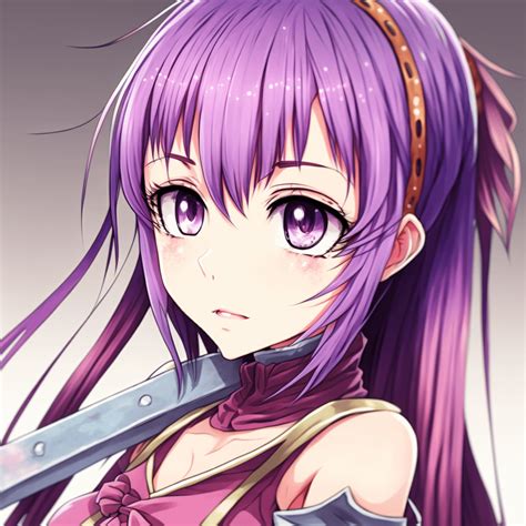 purple haired anime character -- MJ V4 : r/midjourney