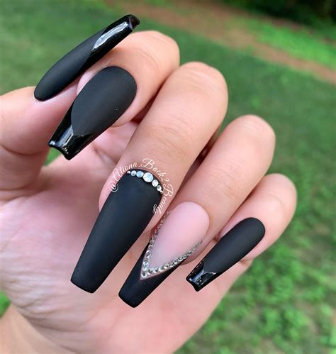 Matte Black Nails With Glossy Black Tips at Katherine Lederman blog