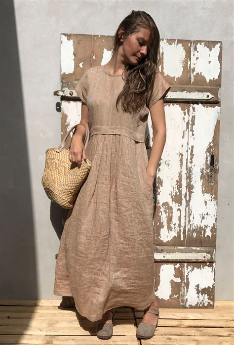 Linen Maxi Dress Long Linen Dress Plus Size Maxi Dress With | Etsy