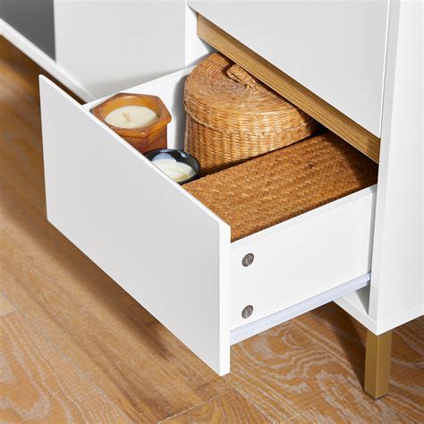 SoBuy FSB69-W Aparador Recibidor con 2 Puertas y 3 cajones 97 x 34 x 8 ...