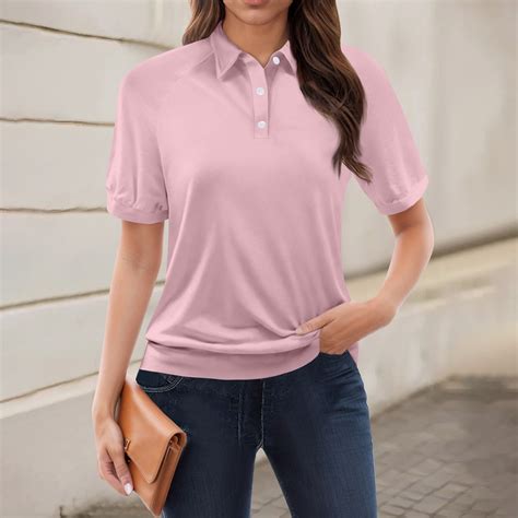 TQWQT Pink Polo Shirt Womens Collared Short Sleeve T Shirt Lightweight ...