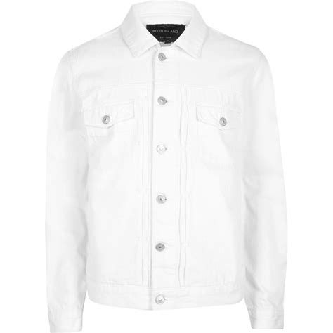 River island White Relaxed Fit Denim Jacket in White for Men | Lyst