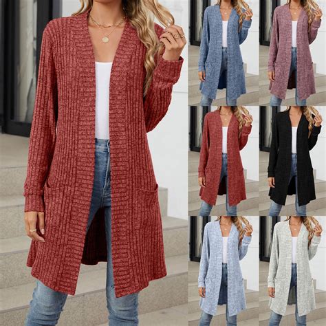 Aboser Ribbed Knit Cardigan Sweaters for Women Long Dusters Cozy Soft ...