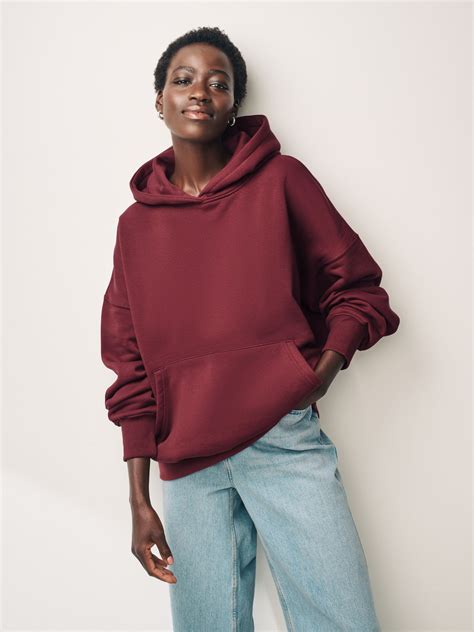 Buy Burgundy Red Oversized Relaxed Fit Heavyweight Brushed Longline ...