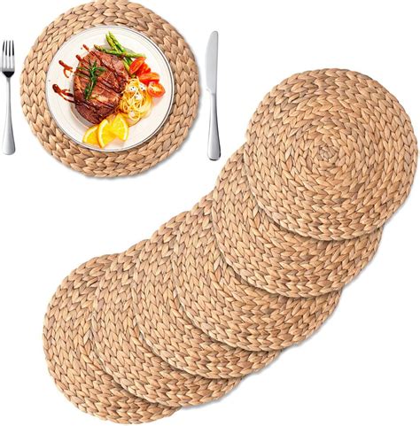 Amazon.com: LUMENIZE Round Woven Placemats Set of 6 (11.8inch) – Water ...