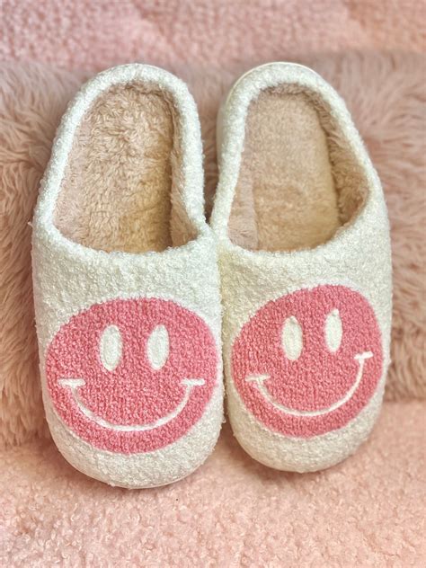 Smiley Face Slippers Pink Slippers Women Slippers for Women House Shoes ...