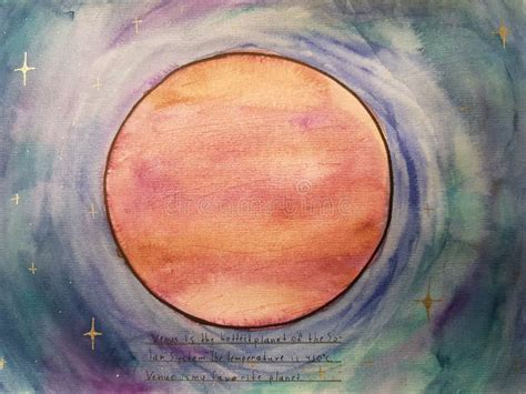 Drawing of the Planet Venus with Watercolors Stock Photo - Image of ...