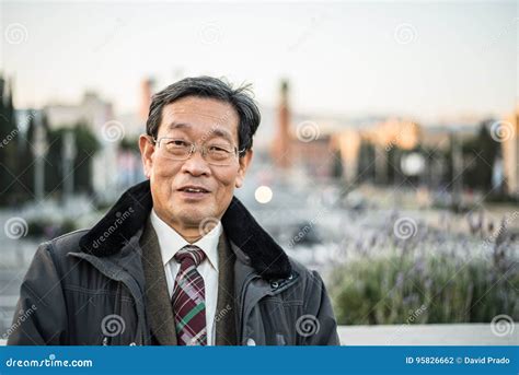 Japanese Senior Old Man Outdoors Smiling and Happy Portrait Stock Photo ...