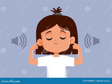 Little Girl Suffering From Noise Pollution And Loud Music Vector ...