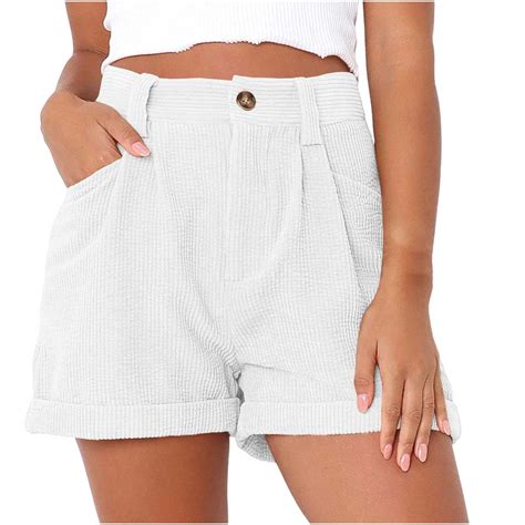 Corduroy Shorts For Women 2023 Summer Shorts Casual High Waisted Button ...
