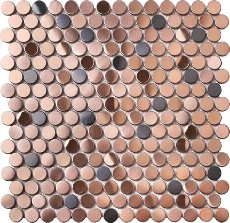 Parrotile Penny Round Tile Copper Bronze Mosaic Tiles for Kitchen ...