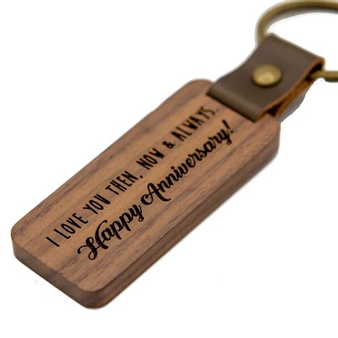 MUUJEE Happy Anniversary Engraved Wooden Keychain - Home Car Office Key ...