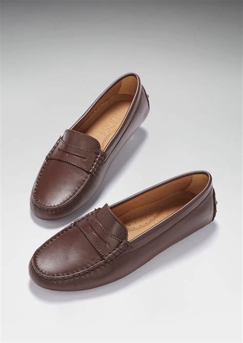 Women's Penny Driving Loafers, brown leather | Driving loafers, Brown ...