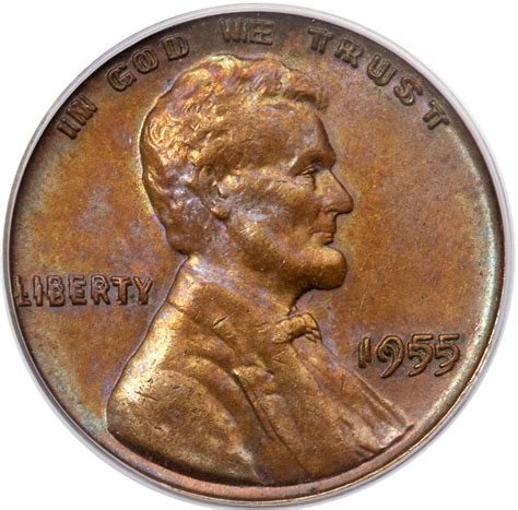 Lincoln Wheat 1 Cent 1955 Double Die Obverse! PCGS MS-64 Brown, CAC ...
