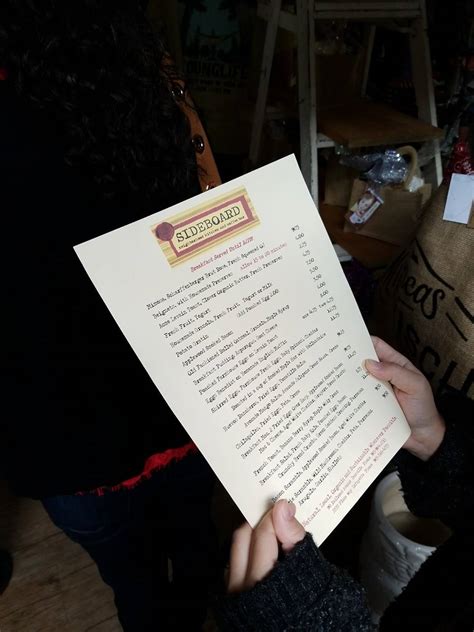 Menu at Sideboard Danville restaurant, Danville, 90 Railroad Ave