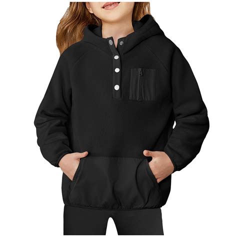 CLOISE Black Girls Hoodie Boys Teen Long Sleeve Hooded Sweatshirt Tops ...