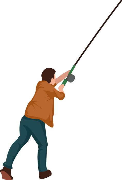 masculino personagem em pé pescaria jogando isca 42166856 PNG