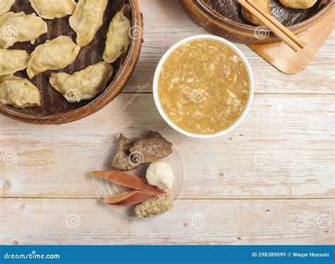 Mixed Soup Include Chicken, Egg and Corn with Fried and Steamed ...