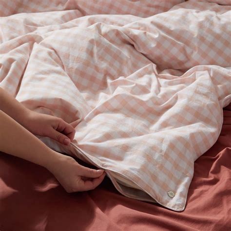 Leo Washed Cotton - Blush Picnic Gingham Bed Sheets | Sheet Society