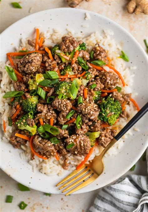 Easy Ground Beef Teriyaki Stir Fry Recipe | Lemons & Zest