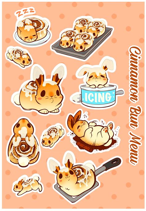 Cinnamon Buns Vinyl Sticker Sheet - Etsy | Cute food drawings, Cute ...