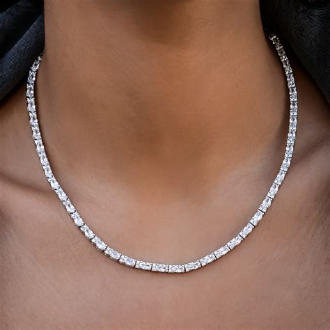Diamond Mixed Oval Cut Tennis Necklace- 3mm - The GLD Shop