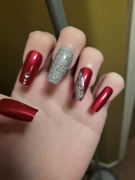 Red And Silver Nails For Prom