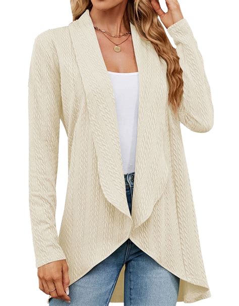 Lightweight Fall Cardigans For Women Solid Color Open Front Loose Fit ...