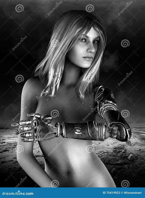 Science Fiction Fantasy Nude Woman Stock Image - Image of robot, android: 75419923