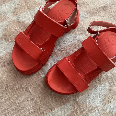 Ganni Women's Red Sandals | Depop