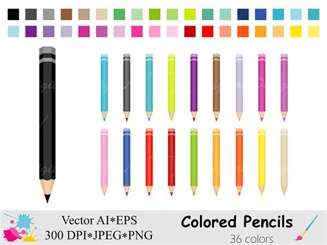 Colored Pencils Clip Art, Rainbow Pencils Clipart, Pencil Planner ...