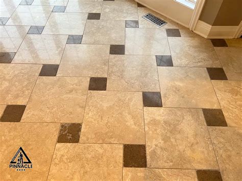 A case study of 4+ steps refinishing of travertine tile floor, repair ...