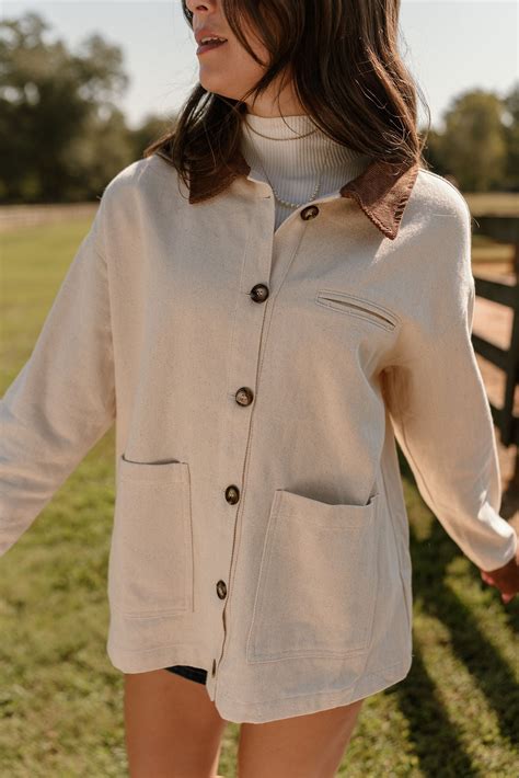 Cream & Brown Barn Jacket - Georgia Jacket - Lizard Thicket