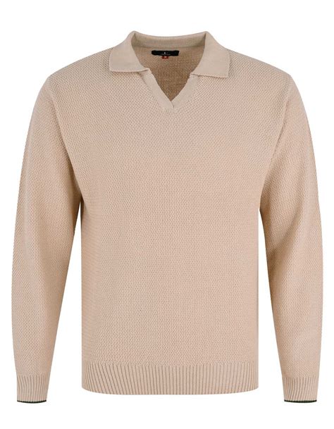 Beige Collar Sweater For Men