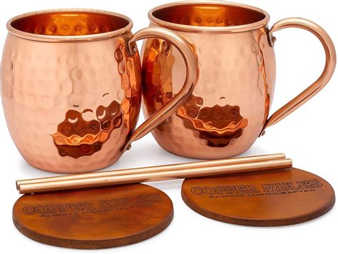 Amazon.com: Copper Mules PURE Extra Thick Copper Mug Set/2 Barrel ...