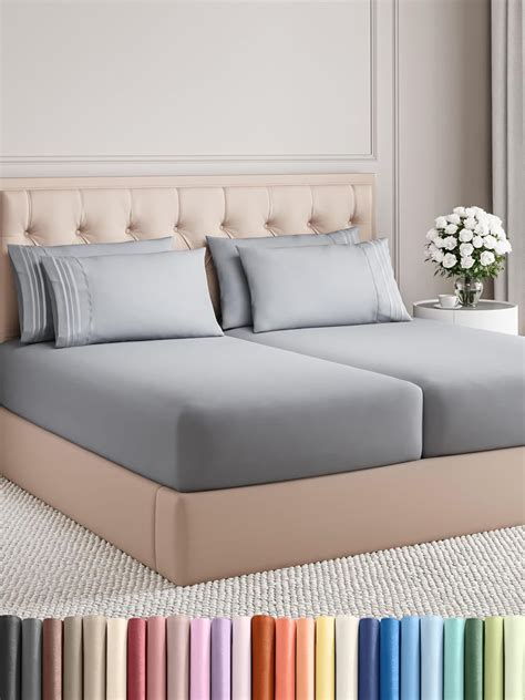 Amazon.com - Split King 7 Piece Sheet Set - Comfy, Breathable & Cooling ...