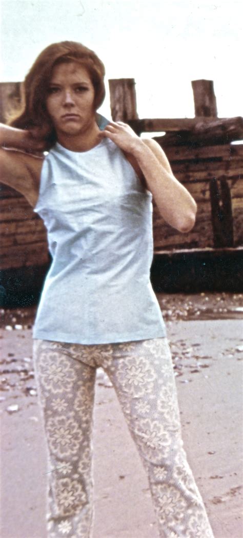 A tighter shot of Diana Rigg from the beach publicity shoot ...