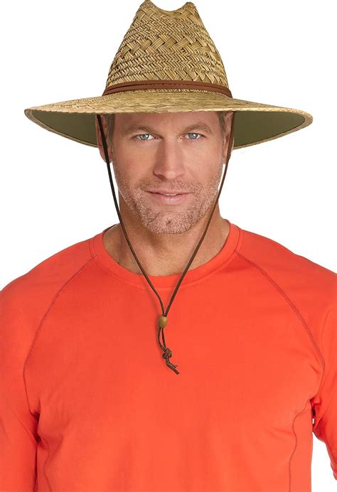Coolibar UPF 50+ Men's Bondi Straw Beach Hat - Sun Protective, Natural ...