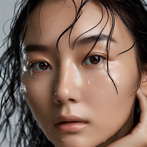 of数字艺术_画名：湿卷发的亚洲女人Portrait of Asian Woman with Wet Curly Hair_AI人像免费下载 ...
