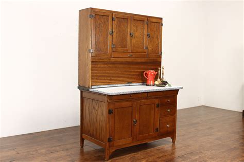 Farmhouse Antique Oak Kitchen Pantry Cupboard Hoosier Cabinet, Sellers