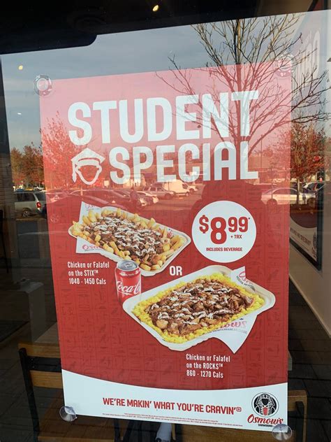 Menu at Osmow's Shawarma restaurant, Richmond, Steveston Hwy Unit 3065