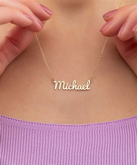 18k Gold and 14k Solid Gold Name Necklace, Customized Gift for Women ...