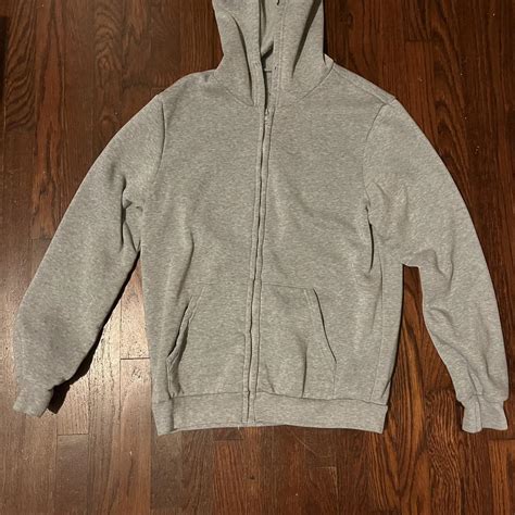 grey calm zip up hoodie for the simple people.... - Depop